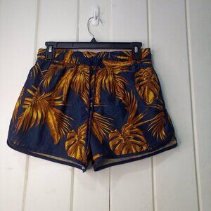 H & M Shorts Women S Mesh Liner Running Drawstring Tropical Blue Brown